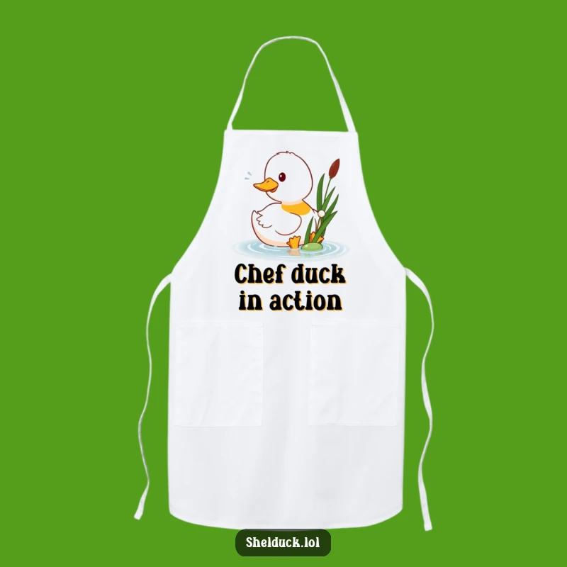 Funny Shelduck Pecks Reed Apron: Kitchen Humor for Bird Lovers Gift