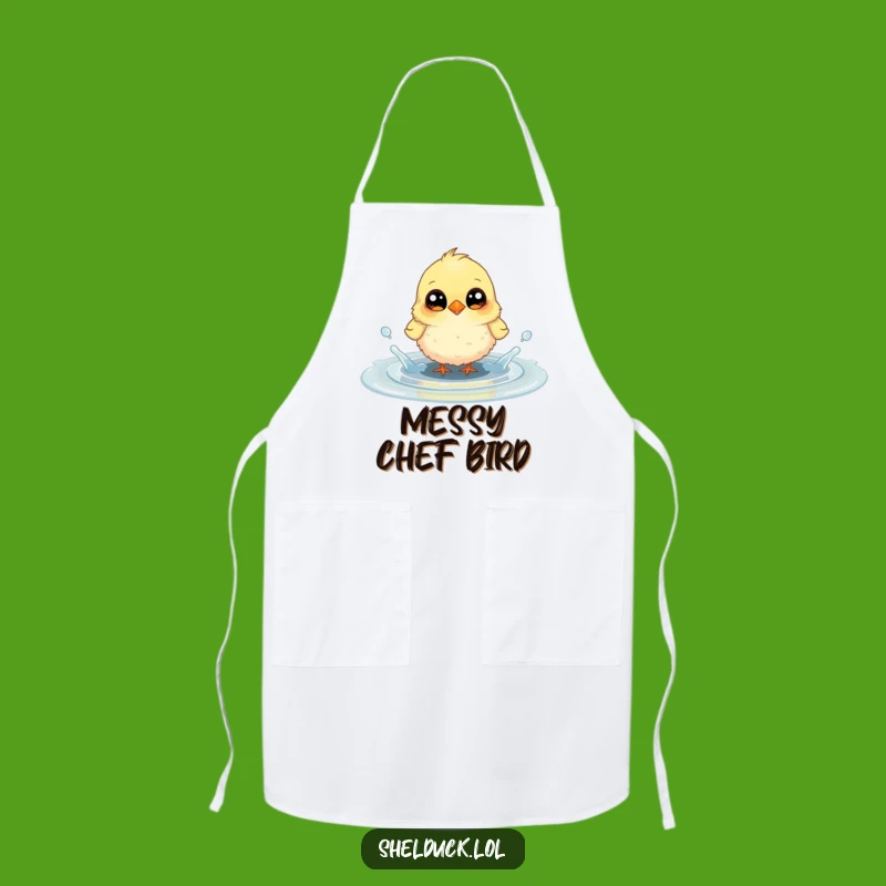 Funny Fluffy Bird Puddle Splash Apron - Cook with Joyful Splashes and Kitchen Fun