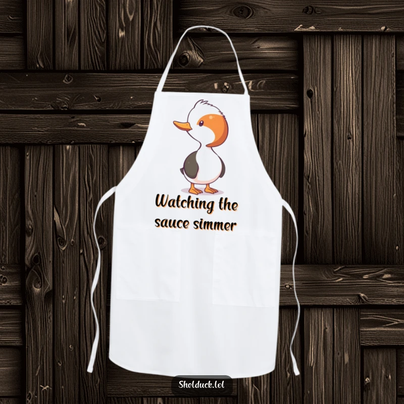 Funny Shelduck Apron: A shelduck stretching its neck to observe in the kitchen, designed for a funny cooking experience.
