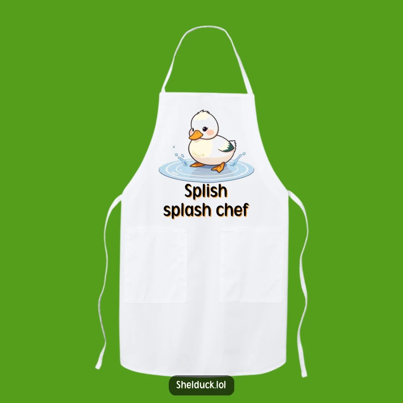 Funny Shelduck Splashing Apron: Kitchen Fun With a Puddle-Loving Bird!