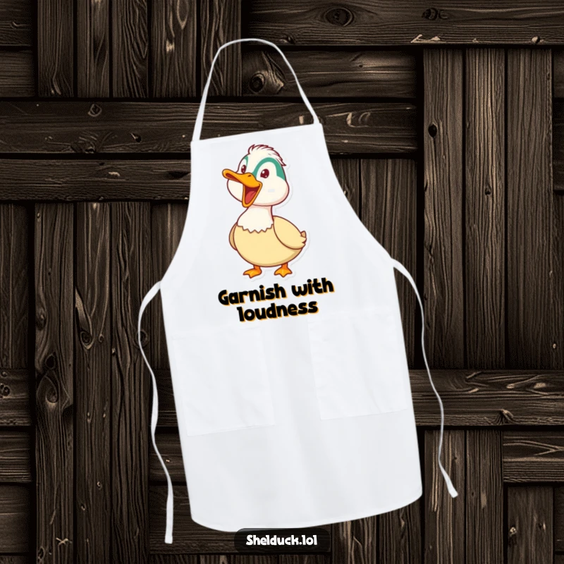 Funny Shelduck Apron: A shelduck honks playfully with its beak wide open, ideal for a cheerful cook.