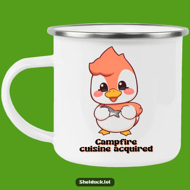 Funny Shelduck Fisherman Camping Mug - Durable Enamel Bird Mug - Unique Funny Gift for Campers
