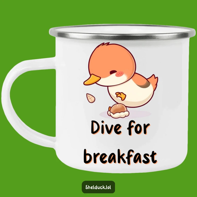 Funny Shelduck Dive Campfire Mug - Enthusiastic Birding for Outdoors Gift