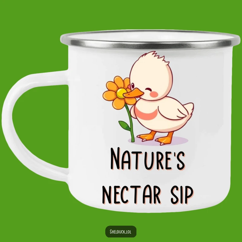Funny Shelduck Flower Pecking Camping Mug: Adventure-Ready Humor