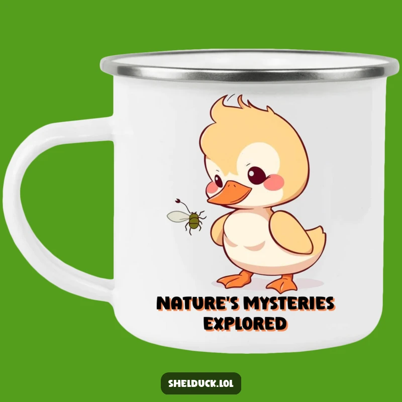 Funny Shelduck Curiosity Camping Mug - Durable Enamel Bird Mug - Unique Funny Gift for Outdoors