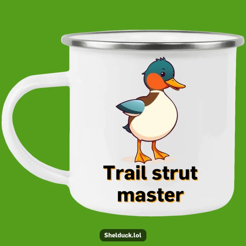 Funny Shelduck Strut Campfire Mug - Quirky Bird Humor for Outdoors Gift
