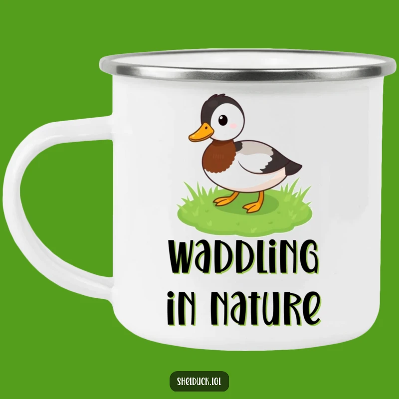 Funny Shelduck Waddling Camping Mug - Outdoor Playful Bird Humor Gift