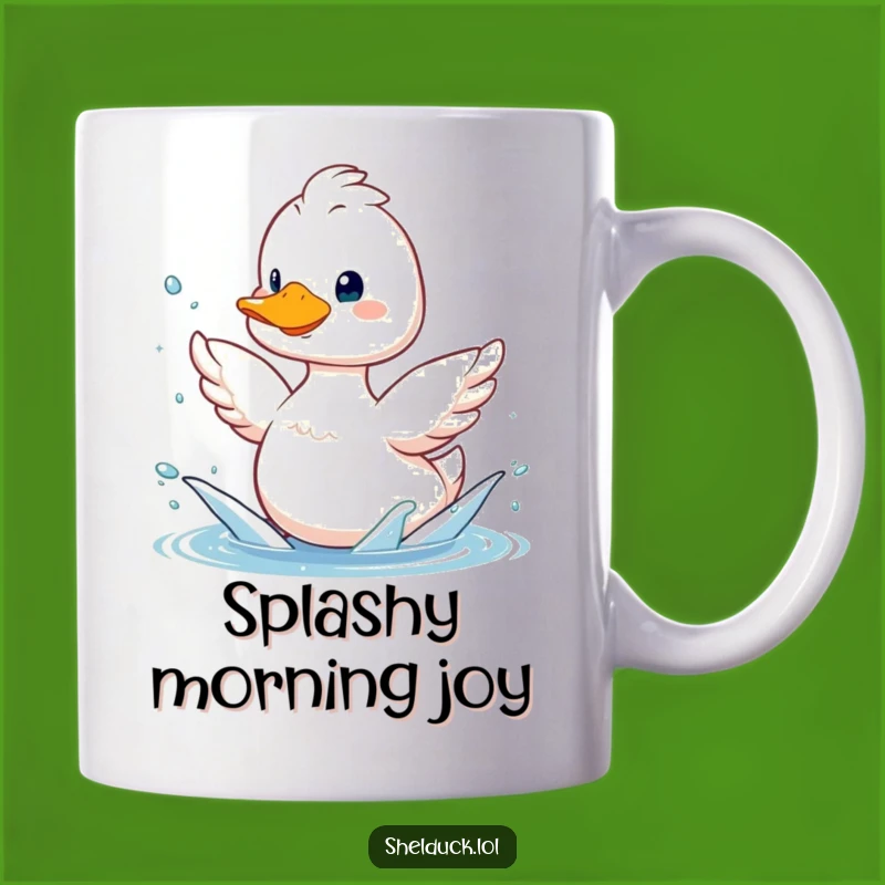 Funny Happy Shelduck Splashing Water Mug - Humorous Bird Gift for Fun