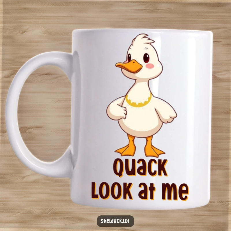 Funny shelduck mug of a cheerful bird standing tall in a proud pose, showcasing its confident and joyful personality.