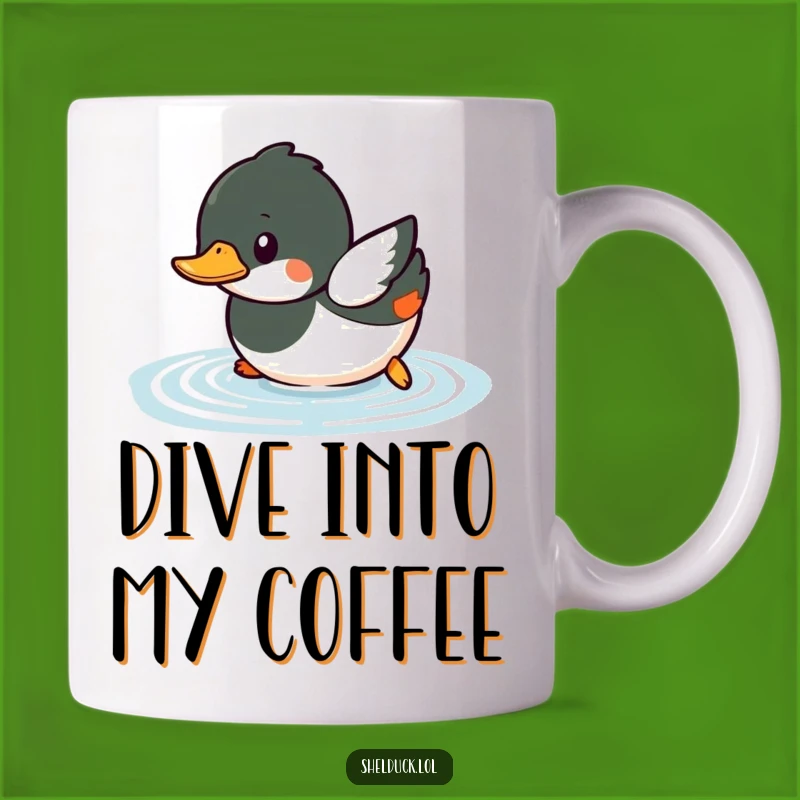 Funny Shelduck Diving Mug - Playful Bird Takes a Splash, Perfect Funny Gift!