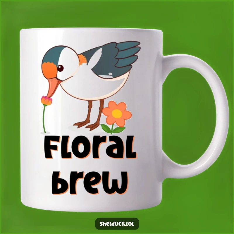 Funny Shelduck Flower Peck Mug - Quirky Bird Gift for Garden Lovers