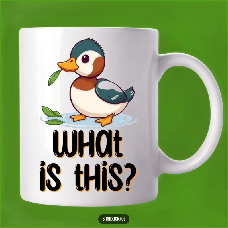 Funny Curious Shelduck Mug - Whimsical Bird Leaf Observation Gift