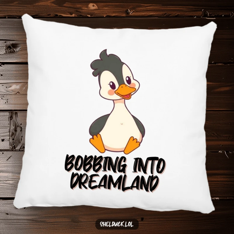 Funny Shelduck Pillow: A shelduck humorously bobbing its head, providing comfort and a happy vibe.
