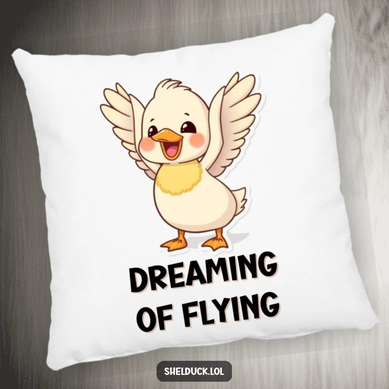 Funny delighted shelduck pillow with a cute bird flapping its wings, offering comfort and a burst of joy.