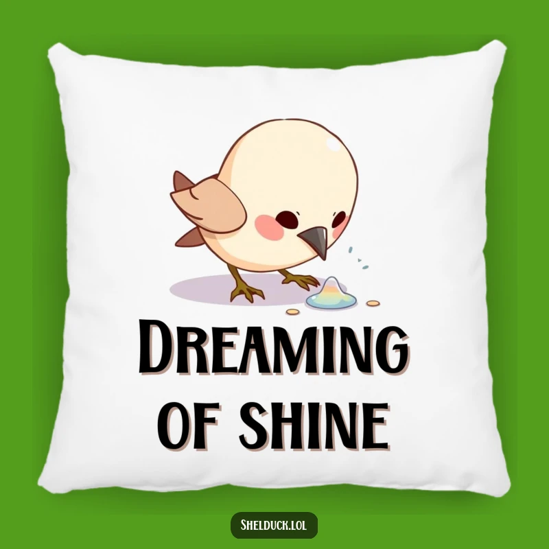 Funny Bird Pecking Pillow: Excited Character Shiny Treasure Throw Pillow