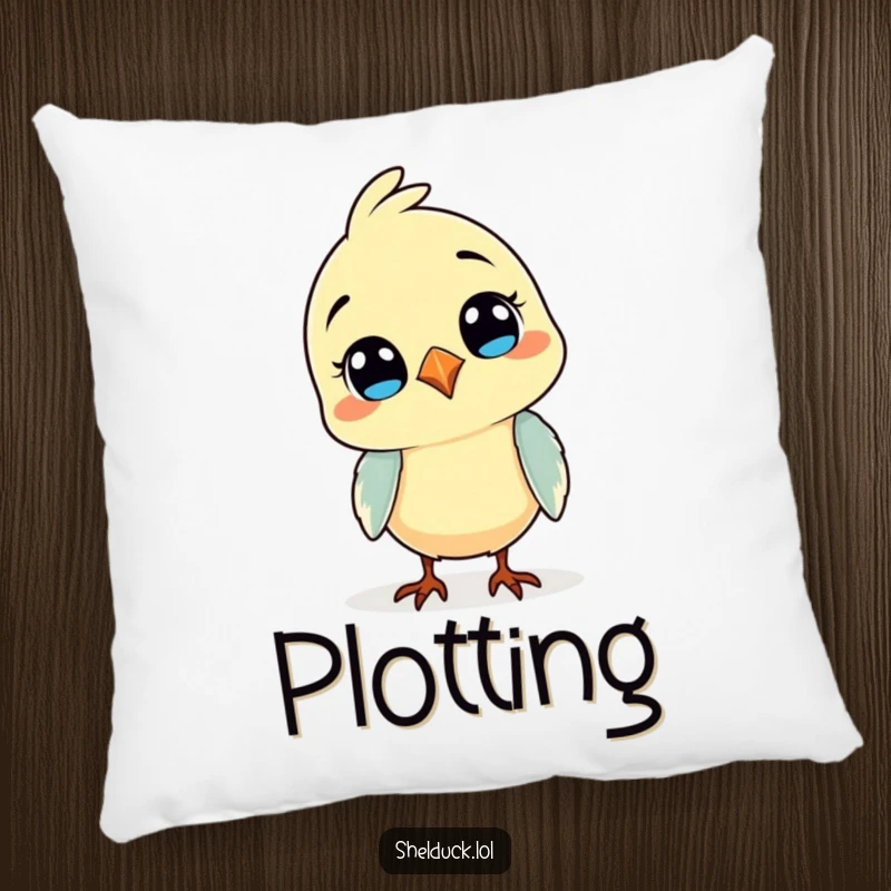 Funny pillow with a comical bird tilting its head, offering comfort and a touch of whimsical humor to any seating area.