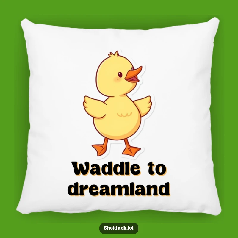 Funny Duckling Pillow: Cheerful Waddling Character Cute Webbed Feet Throw Pillow