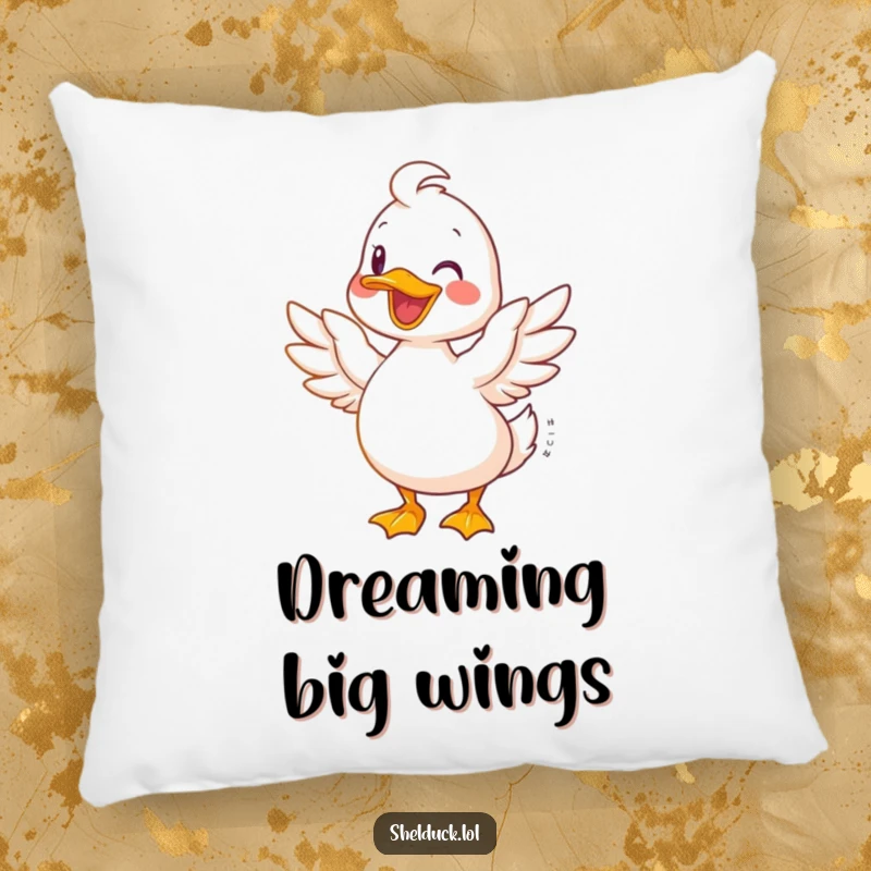 Funny Shelduck Pillow: A happy shelduck spreads its wings wide, conveying a feeling of pure joy.