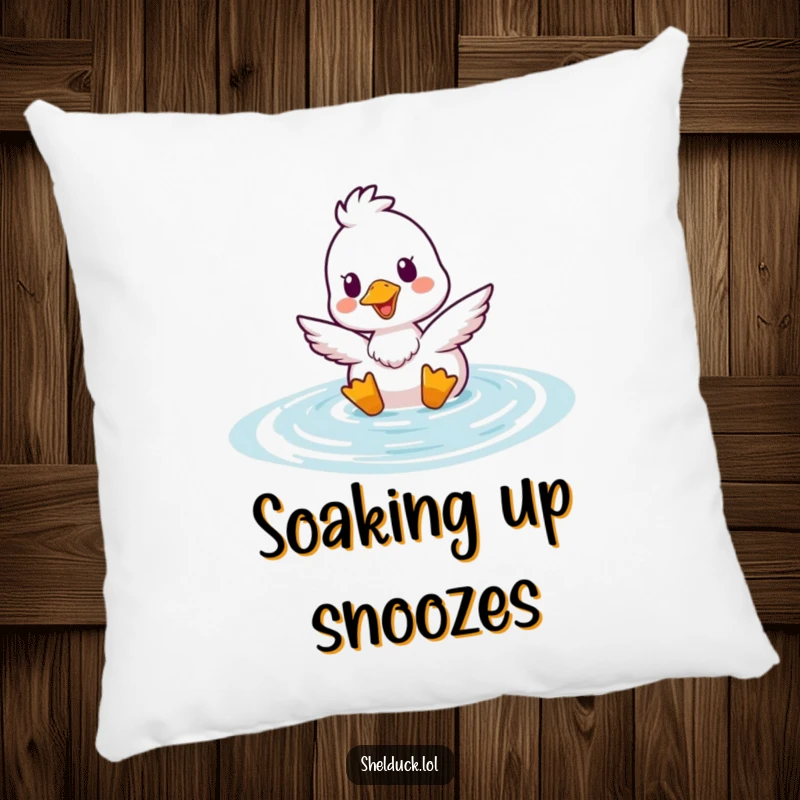 Funny Shelduck Bobbing Pillow with a cheerful duck rising from water, a soft and humorous home decor item.
