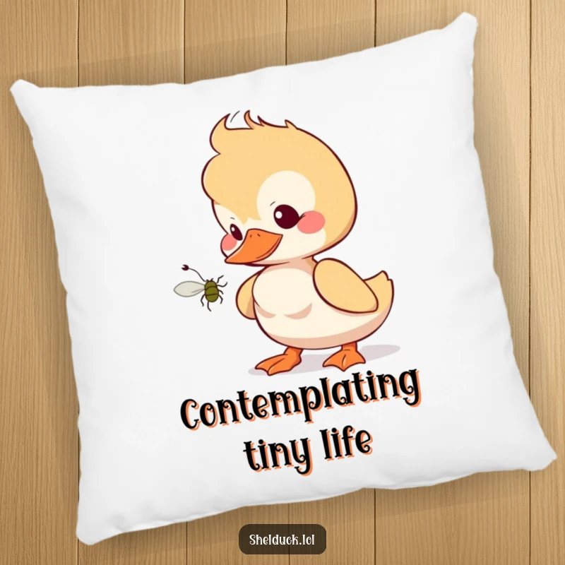 Funny shelduck pillow with a curious bird design, soft and decorative for sofas and beds, bringing humor.