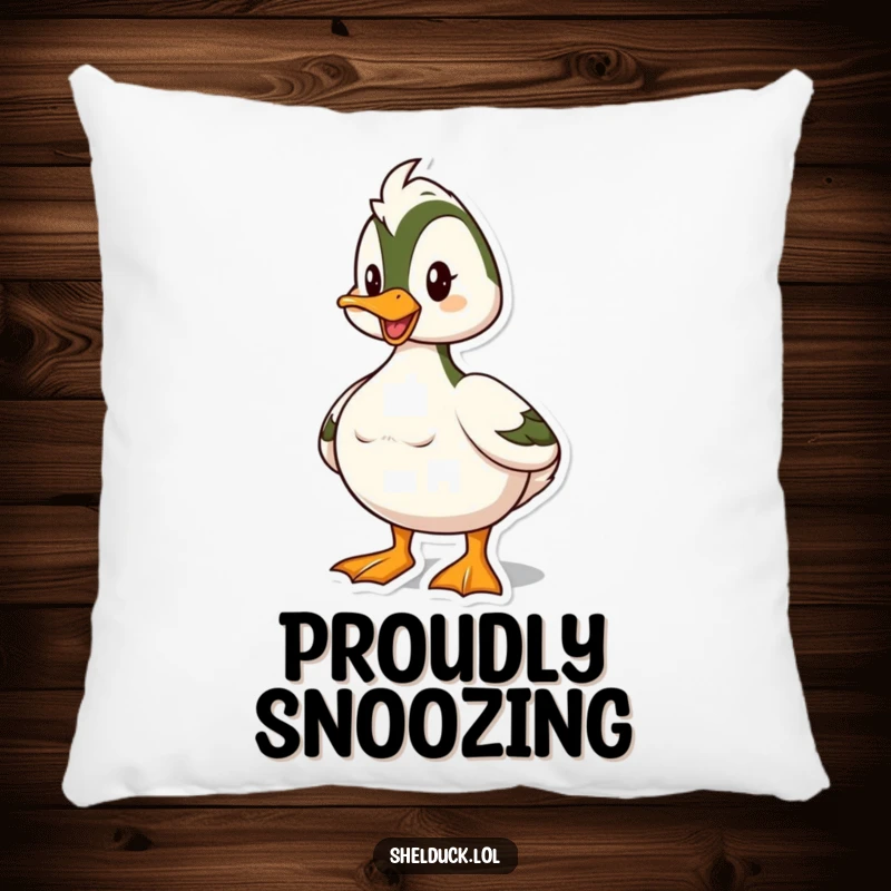 Funny Shelduck Pillow: A shelduck poses proudly with puffed chest, adding a bold and humorous touch to your living space.