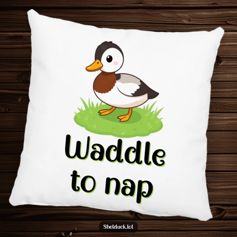 Funny Shelduck Pillow: A plush accent featuring a bird waddling playfully, offering funny comfort and cute decor, great funny gift.