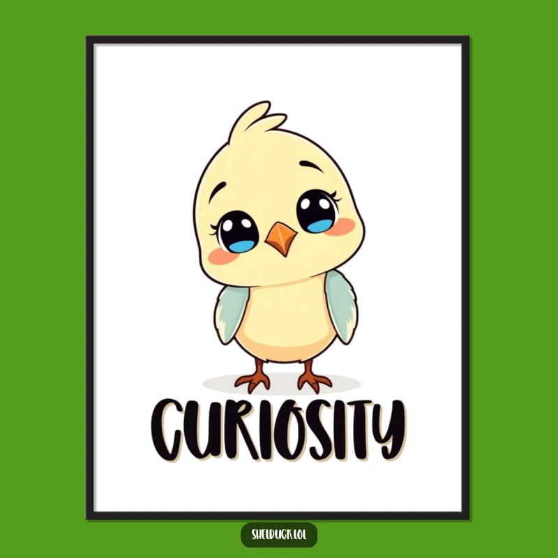 Funny Curious Bird Digital Art - Comical Head Tilt Print, Instant Humorous Decor