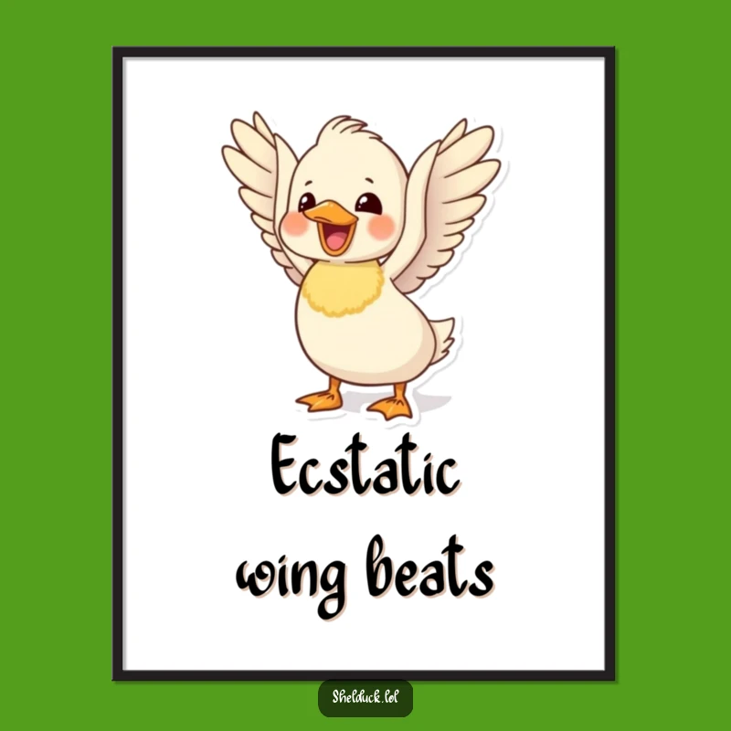Funny Delighted Shelduck Digital Art: Flapping Wings Bird Printable, Joyful Gift