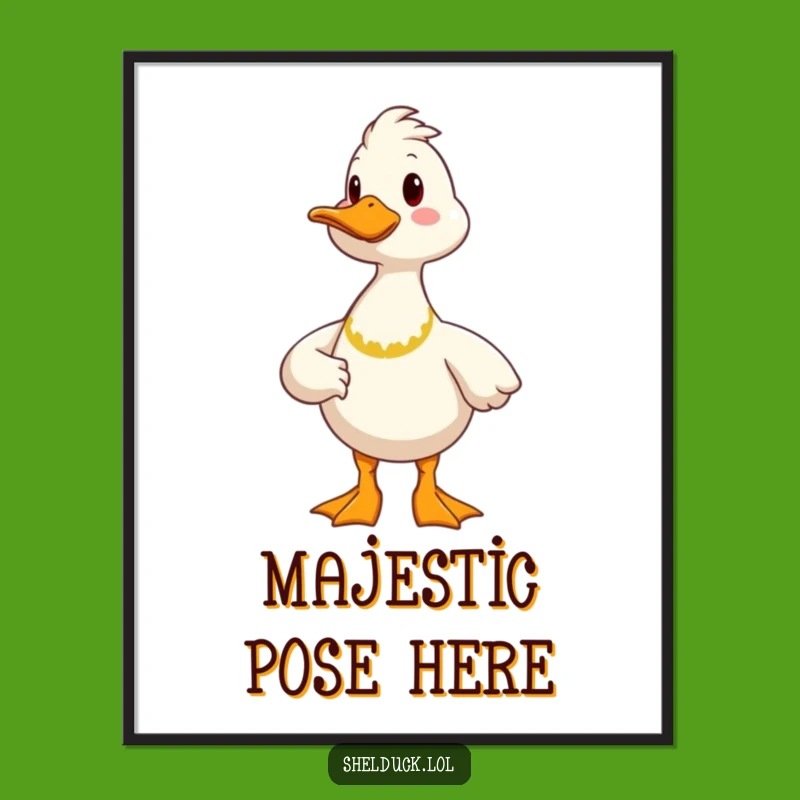 Funny Proud Shelduck Digital Art: Cheerful Bird Proud Pose Printable, Gift Idea