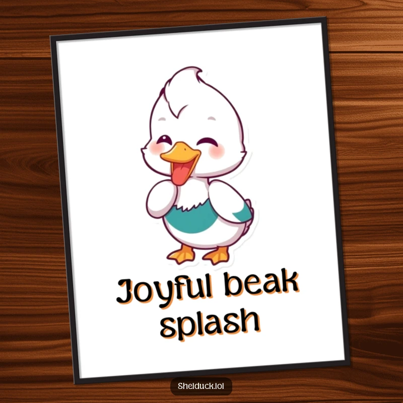 Funny Shelduck Digital Art Print: A high-resolution image of a shelduck bird happily dipping its beak, ideal for instant wall art.