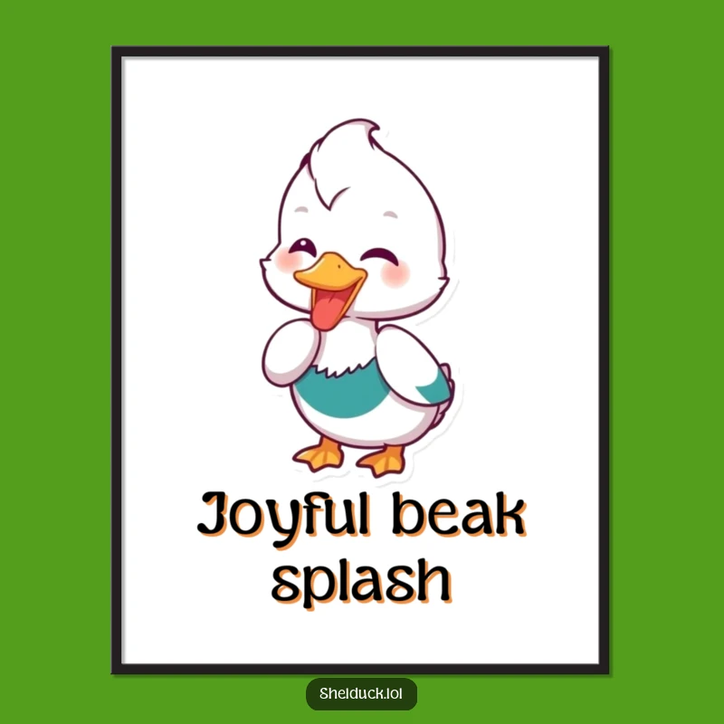 Funny Shelduck Dipping Beak Digital Art Print: Instant Joyful Bird Wall Decor