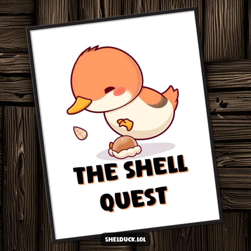Funny Shelduck Dive Digital Art Print: High-resolution art of a shelduck bird diving enthusiastically for a shell, ready to download.