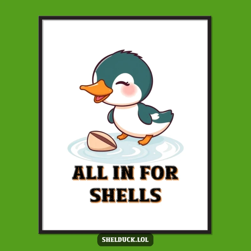 Funny Shelduck Diving Digital Art: Instant Wall Decor with Avian Energy