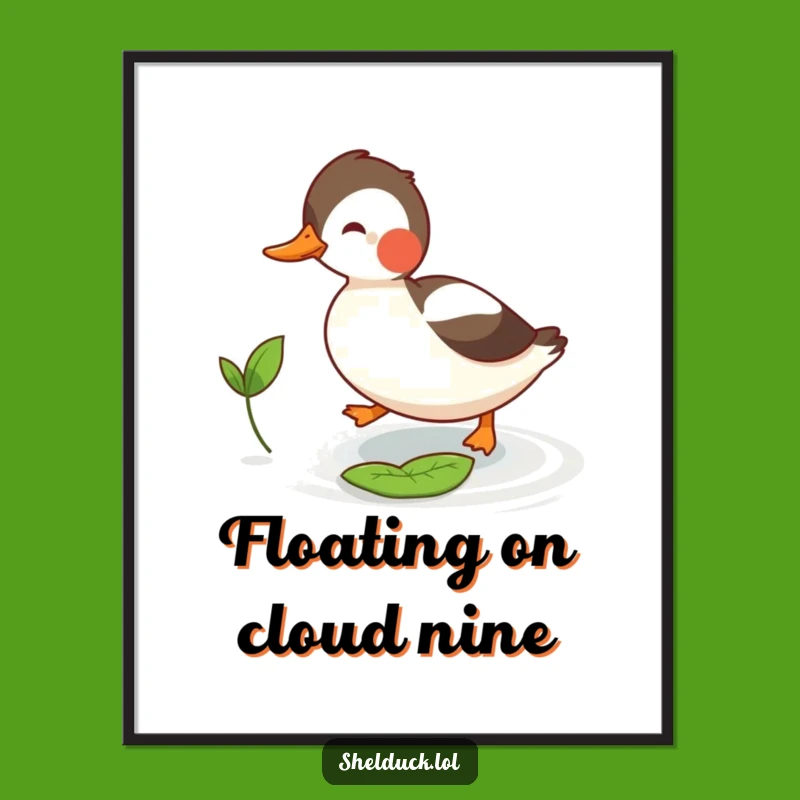 Funny Shelduck Leaf Chase Digital Art: Instant Humor for Your Walls, Perfect Gift