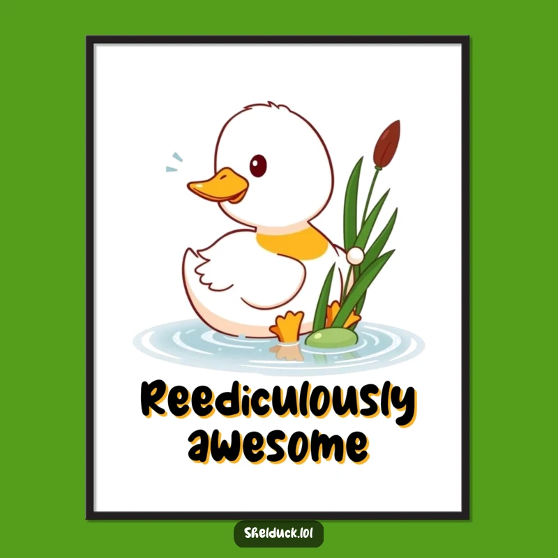 Funny Shelduck Pecks Reed Digital Art: Instant Humor Wall Decor Gift