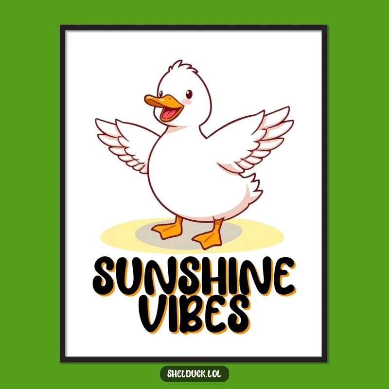 Funny Shelduck Sunshine Stretch Digital Art: Adorable Bird Print, Instant Funny Gift