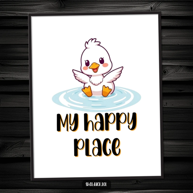Funny Shelduck Bobbing Digital Art Print of a happy duck surfacing, cheerful and humorous artwork for digital display.