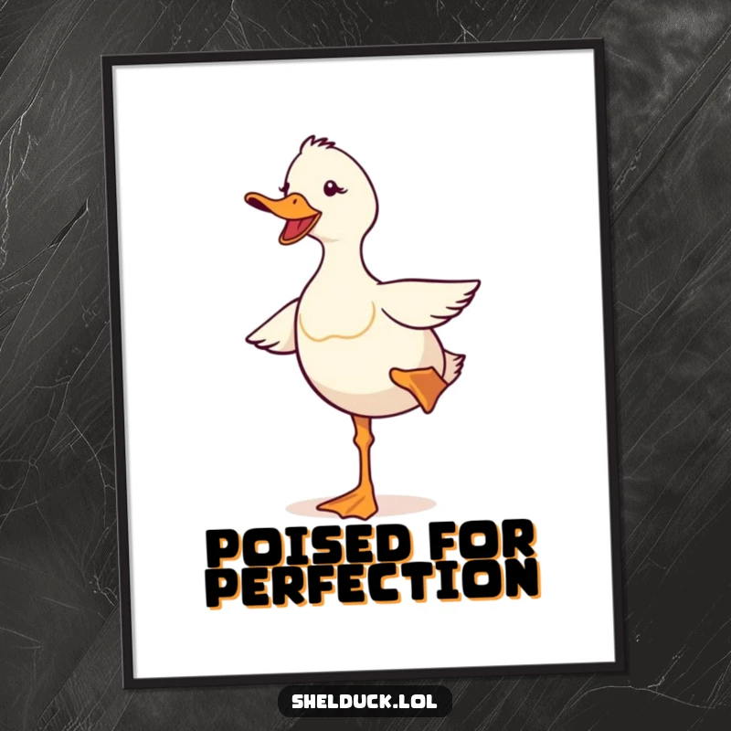 Funny shelduck balancing digital art print, a comical illustration of a bird struggling to balance on one leg, ready for instant download