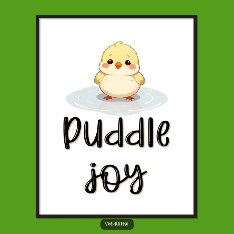Instant Funny Fluffy Bird Puddle Digital Print - Cute Bird Art Gift