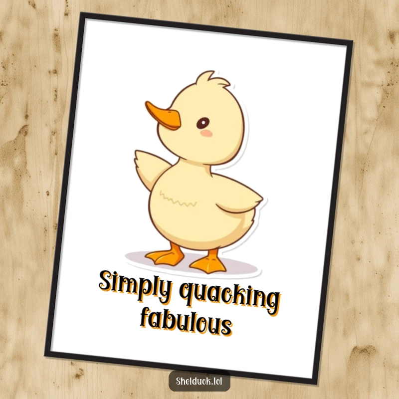 Funny Shelduck Digital Art Print showing a cute duck character in a happy quacking pose, ready for instant download.