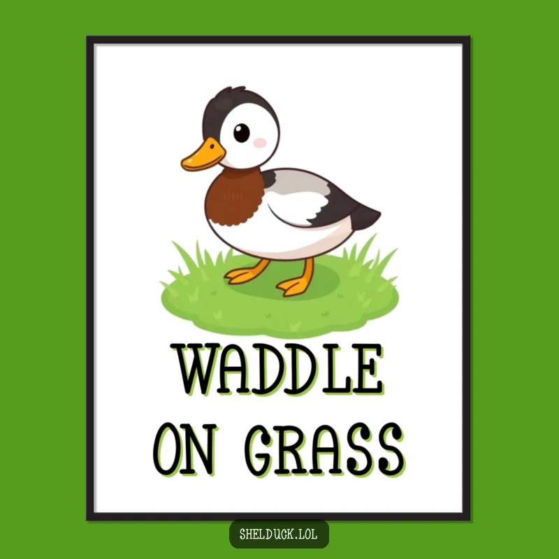 Funny Shelduck Waddling Digital Art - Instant Cheerful Bird Decor Gift