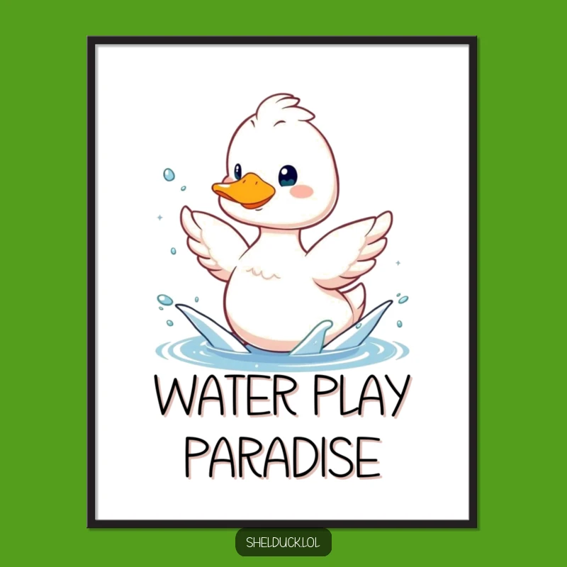 Funny Happy Shelduck Splashing Digital Art - Humorous Instant Download