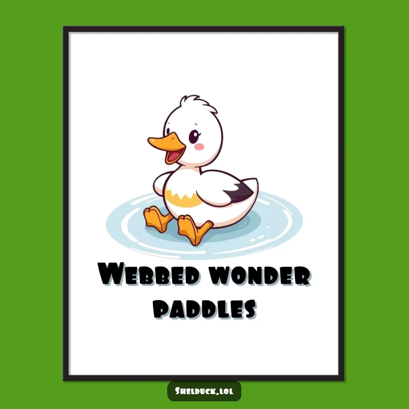 Funny Shelduck Digital Art: Enthusiastic Paddler Print, Instant Water Decor