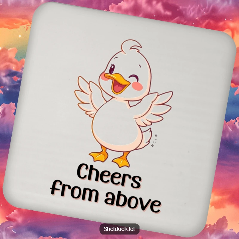 Funny Shelduck Coaster: A happy shelduck spreads its wings wide, conveying a sense of pure joy.