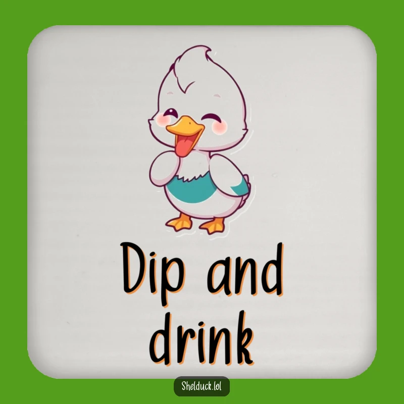 Funny Shelduck Dipping Beak Drink Coaster: Protect Surfaces with Avian Joy