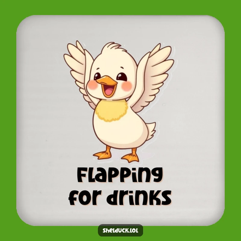 Funny Delighted Shelduck Coaster: Flapping Wings Bird Decor, Funny Gift Set