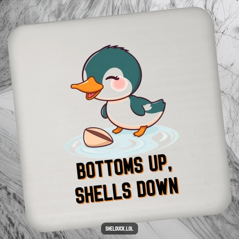 Funny Shelduck Diving Coasters: Humorous coasters showing a shelduck diving, an ideal funny gift.