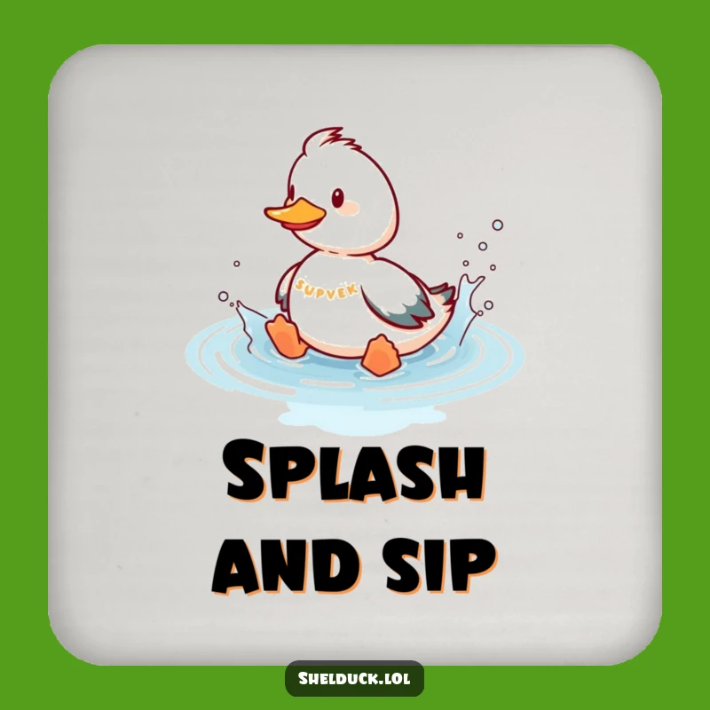Funny Shelduck Splashing Coaster Set - Playful Bird Drink Gift