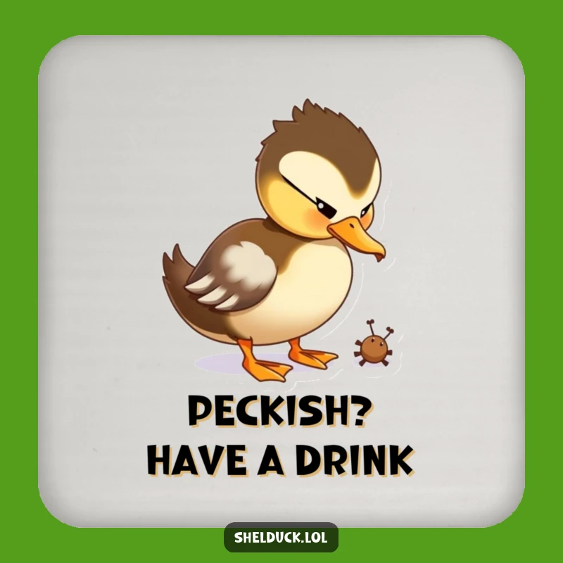 Funny Shelduck Peck Coaster: Playful Bird Art, Humorous Gift for Tables