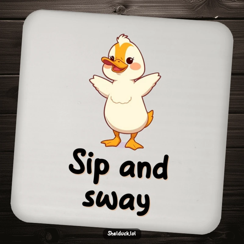 Funny Shelduck Coaster: A shelduck does a silly, bobbing dance, adding a touch of humor to your drinks.